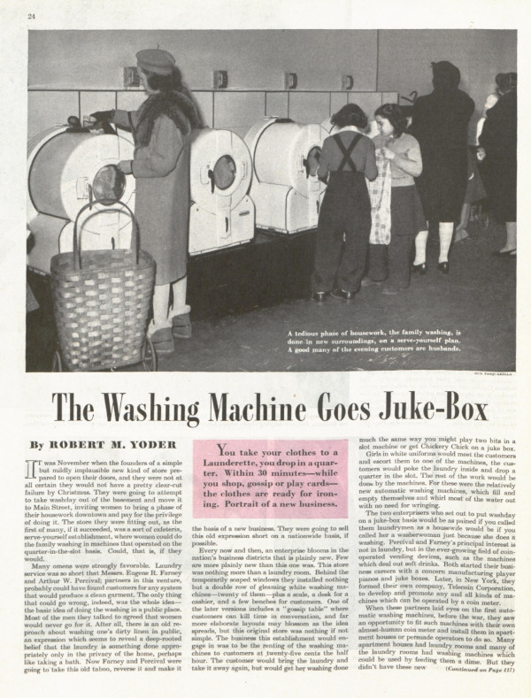 First page of the Post article, The Washing Machine Goes Juke Box