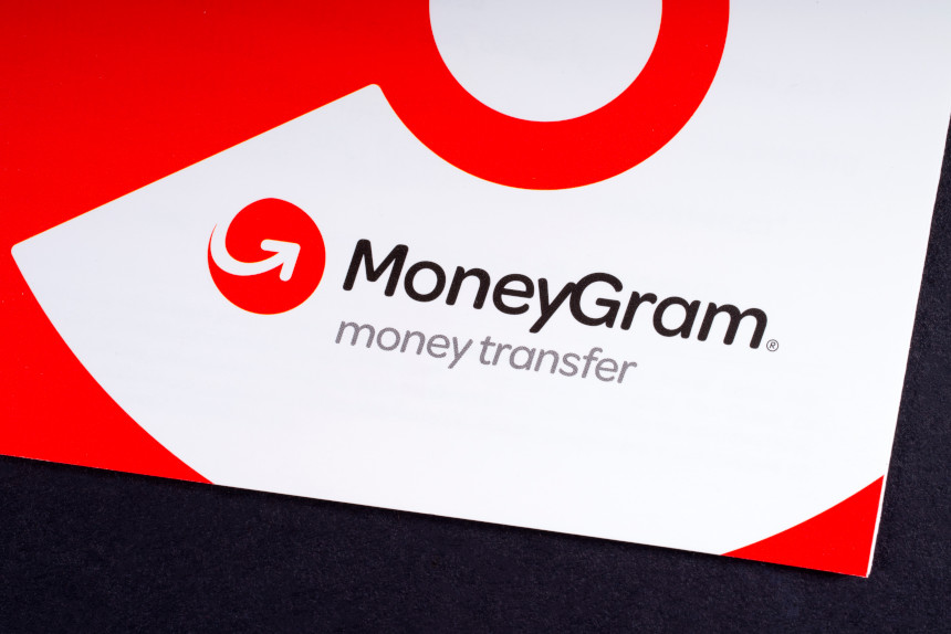 Closeup of a MoneyGram logo
