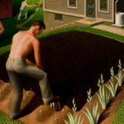 Portion from Grant Wood's Post cover "Spring in Town"