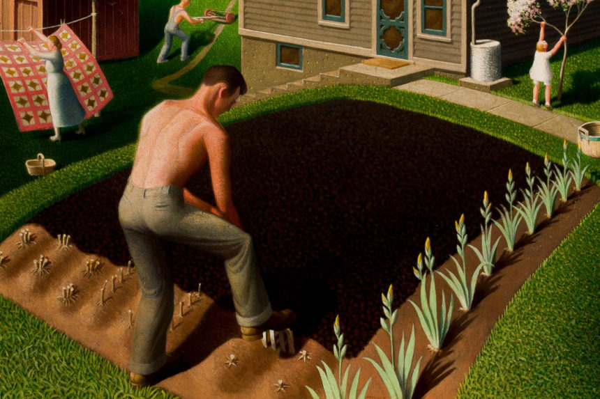 Portion from Grant Wood's Post cover "Spring in Town"