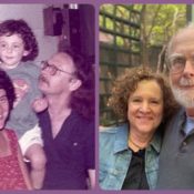 Ben Railton and his parents in 1981 and today