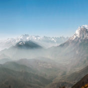 Hang glider over mountains