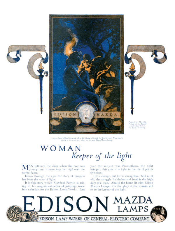 Ad for Edison mazda lightbulbs
