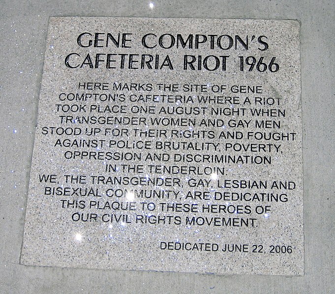 Commemoration plaque left on the 40th anniversary of the Compton riots