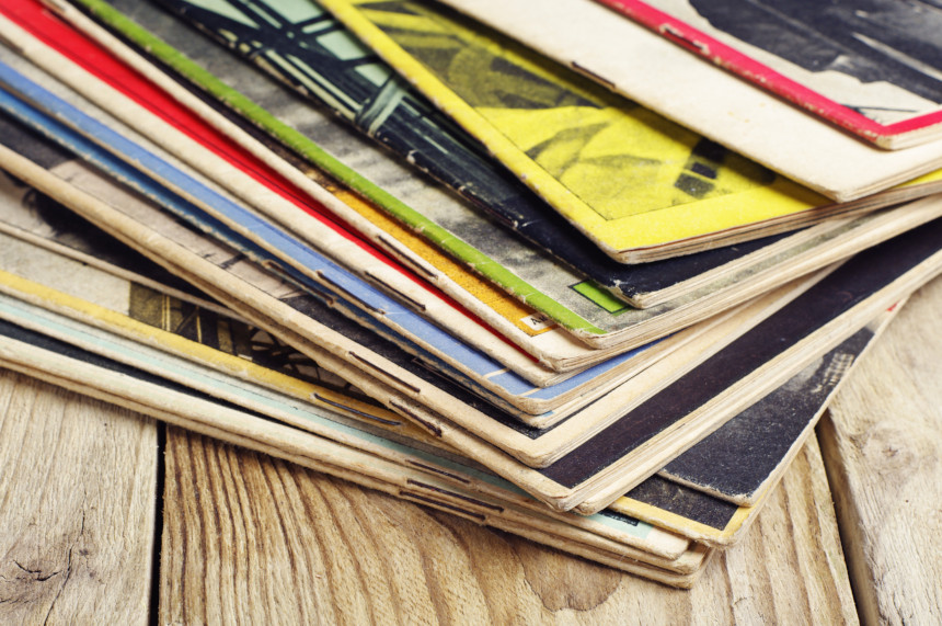 Stack of old magazines