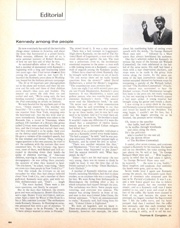The editorial Kennedy Among the People