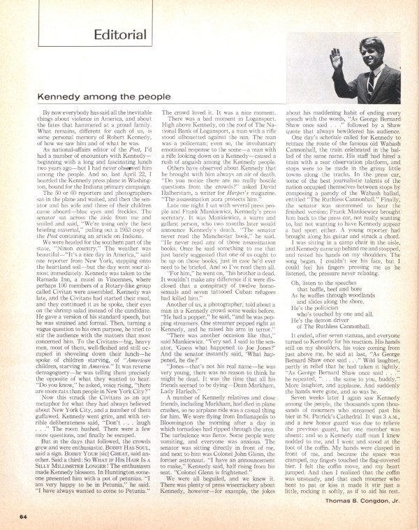 The editorial Kennedy Among the People