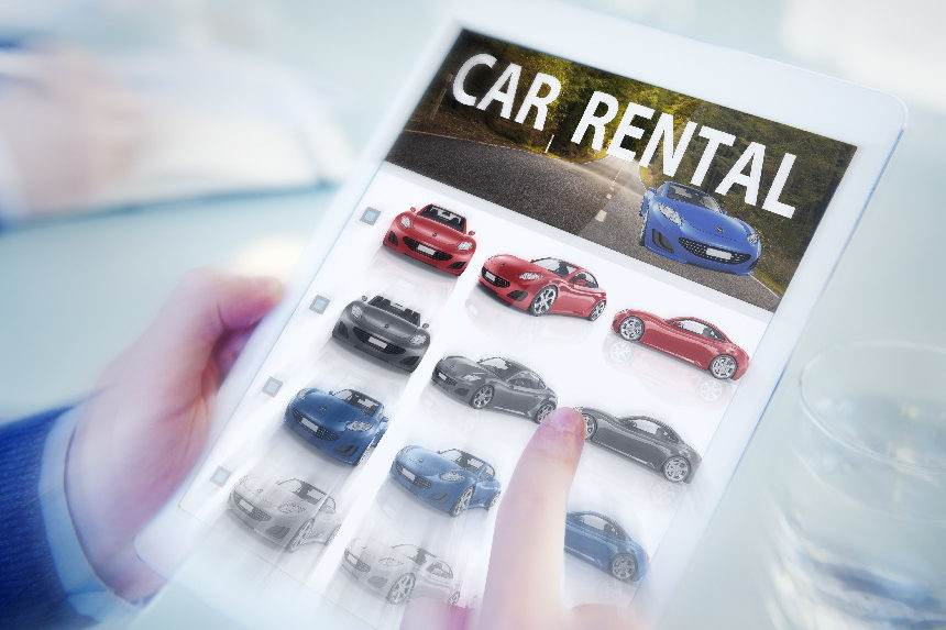 Car Rental website on a tablet computer