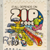 Vintage stamp from 1972 advertising the zip code