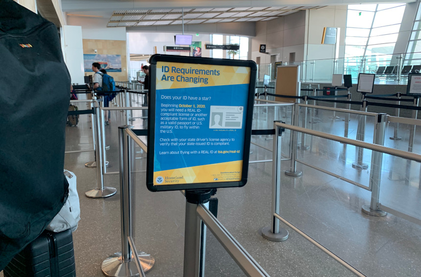 Notice alerting passengers that Real ID will be mandatory for air travel