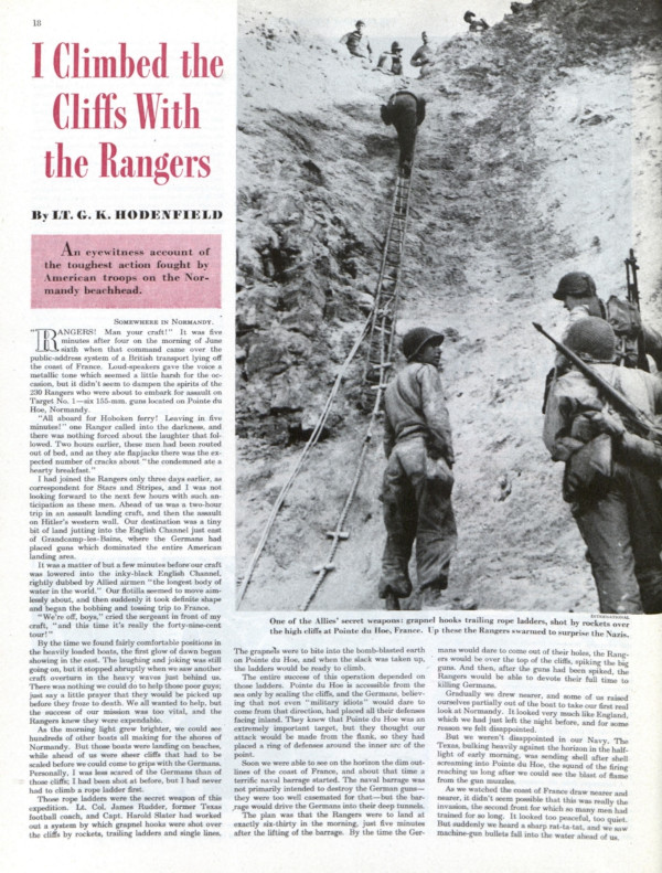 First page of the article "I Climbed the Cliffs with the Rangers"