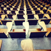 Empty college lecture hall
