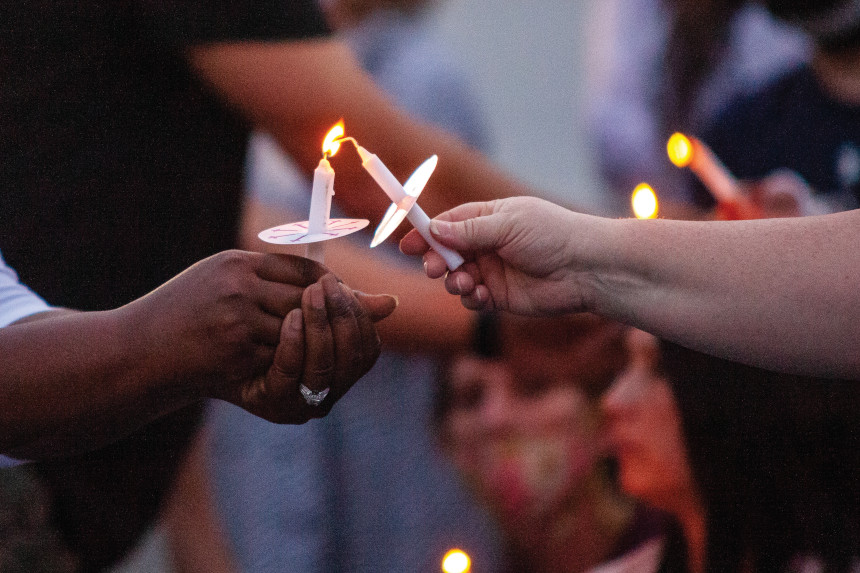 Stronger together: In 2020, Franklin residents gathered for a vigil to show — in the words of the organizer — that “we all stand in solidarity against any kind of injustice.” (Matt Masters/Williamson Home Page)