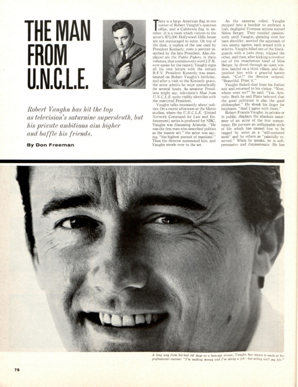 The first page of the article "The Man from U.N.C.L.E."