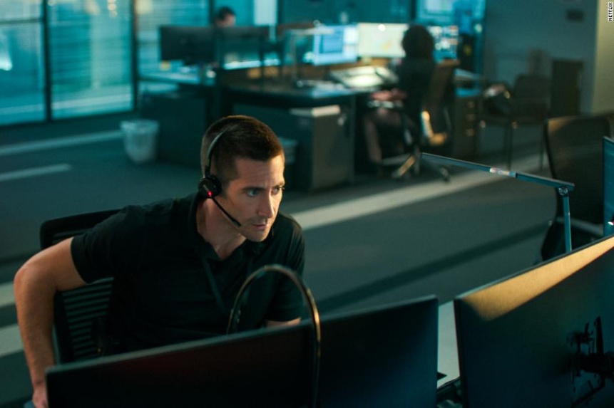 Jack Gyllenhaal in a scene from The Guilty