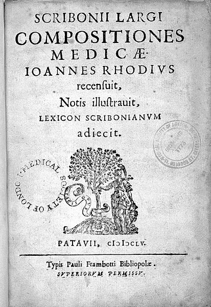 The title page of Scribonius Largus