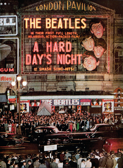 People attending the premiere for the Beatles' first movie, A Hard Day's Night