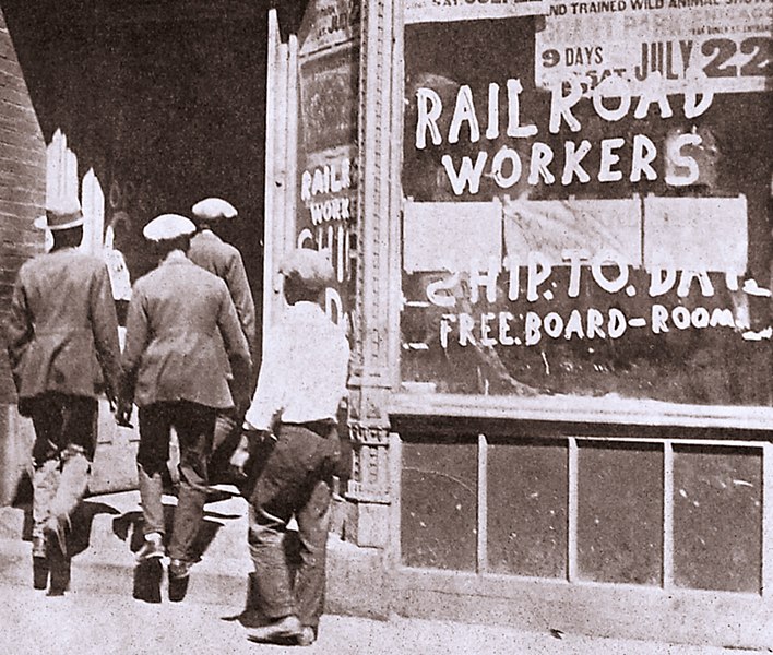 A recruitment office where strikebreakers could find work in a tactic to break the 1922 railroad worker strike