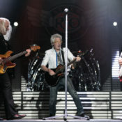REO Speedwagon members Bruce Hall, Kevin Cronin and Dave Amato perform in 2018.