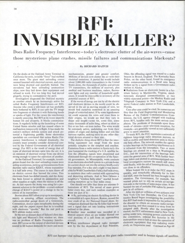 The first page of the article "RFI: The Invisible Killer?"