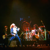 Led Zeppelin performing on stage