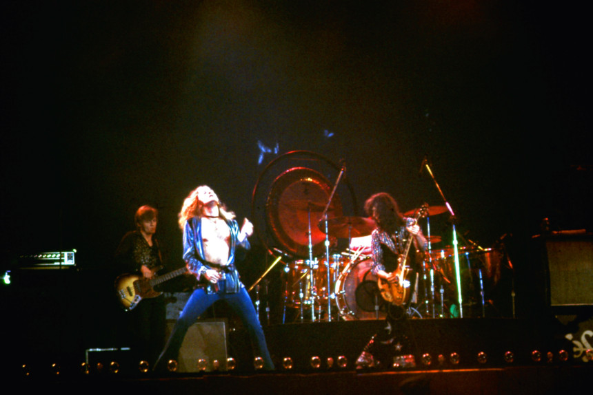 Led Zeppelin performing on stage