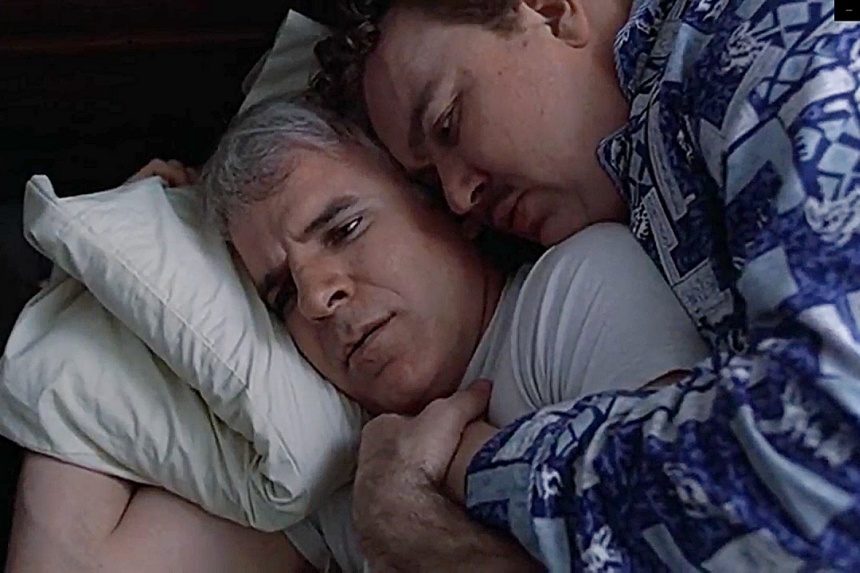 Steve Martin and John Candy from a scene in Plane, Trains, and Automobiles