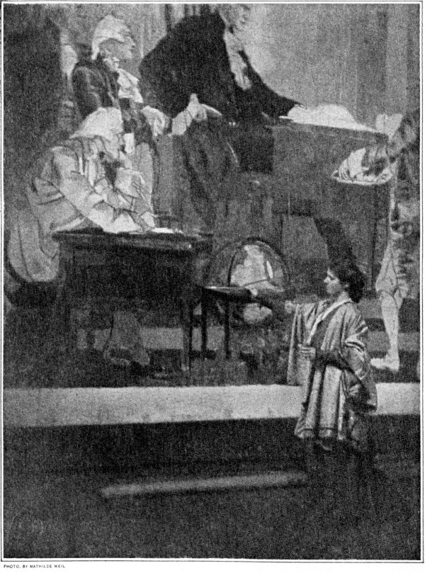 Photo of Violet Oakley painting a mural