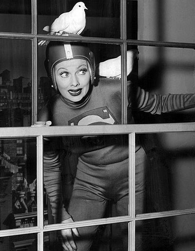 Lucille Ball dressed up as Superman