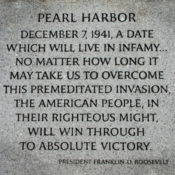 Portion of FDR's address to congress following the Japanese attack on Pearl Harbor, Hawaii on December 7. 1941