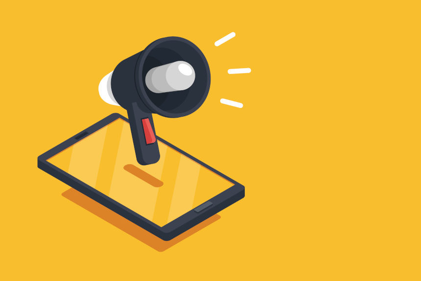 Smartphone giving an alert