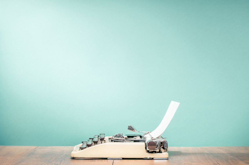 A typewriter on a table