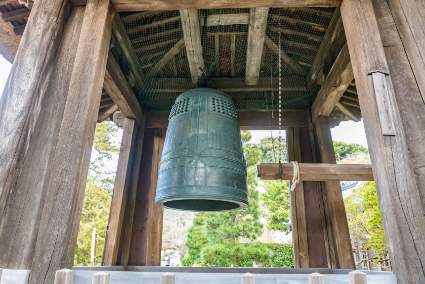 Giant bell in a Japanese temple.