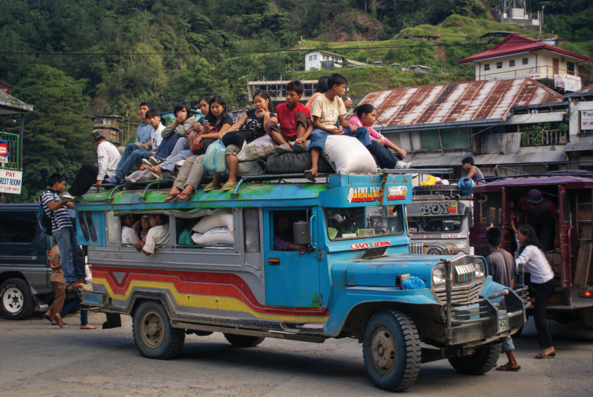 Riders on a Philippine jeepney