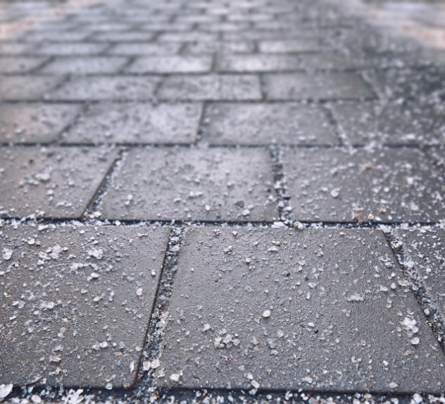 A salted sidewalk