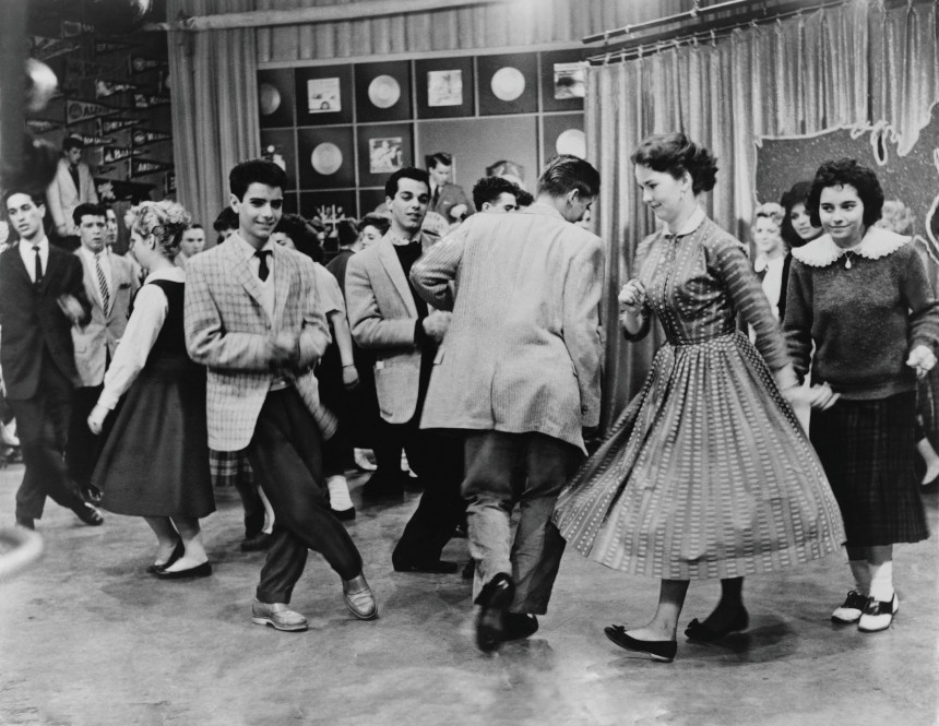 Teenagers dancing on the set of Dick Clark's American Bandstand