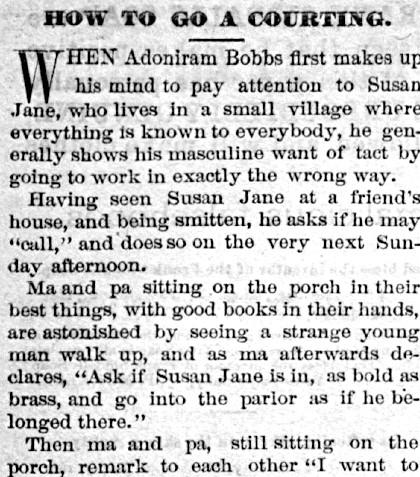 A portion of the 1881 editorial "How to Go a Courting"