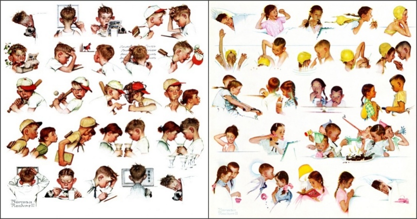 Norman Rockwell's "A Day in the Life of a Boy" and "A Day in the Life of a Girl"