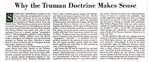 Post editorial on the Truman doctrine
