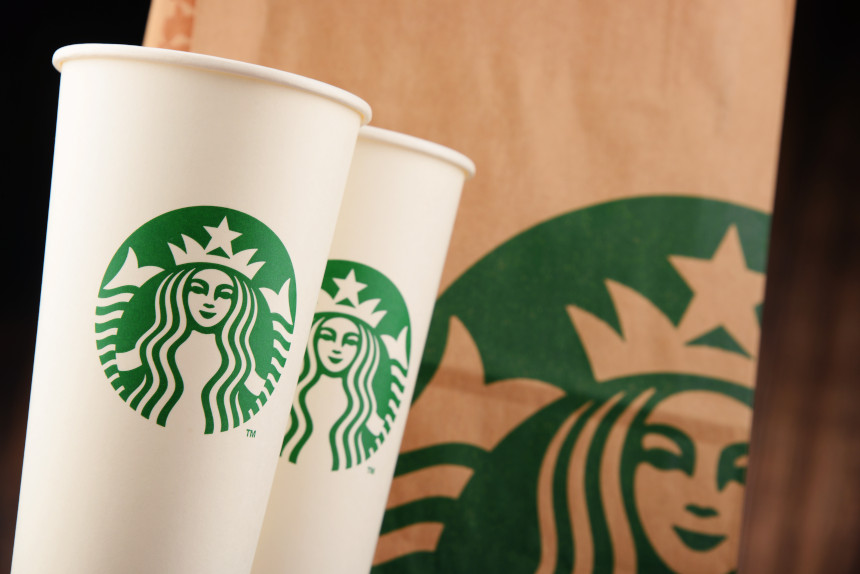 Starbucks paper cups and bag