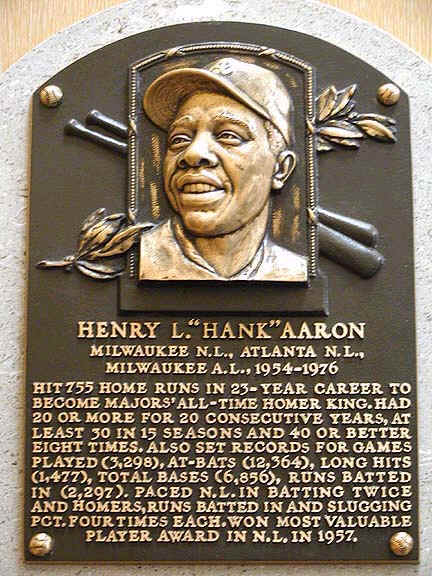 Hank Aaron Hall of Fame Plaque