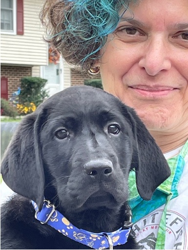 Devra Lee Fishman with her new dog, Lester