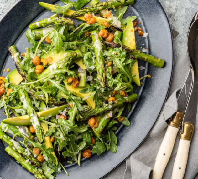 Plate of Asparagus Salad with chickpeas