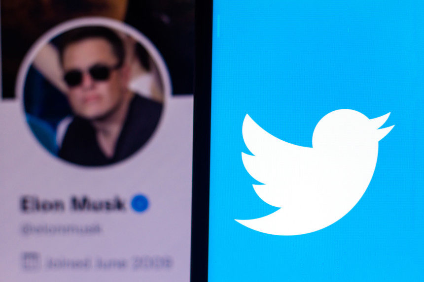 Elon Musk's twitter profile and the Twitter logo