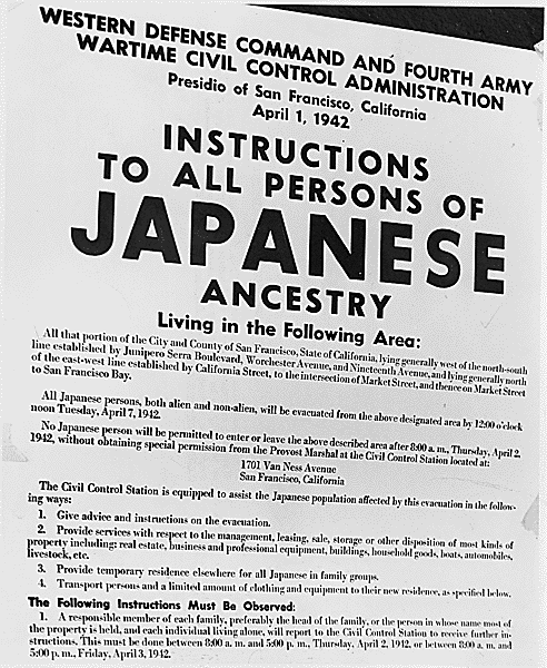 A notice of the Japanese American exclusion order