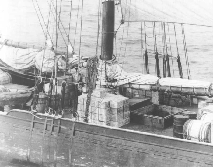 The rum runner sloop "Kirk and Sweeney" with liquor contraband on board.