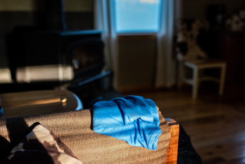 A towel sits on a chair