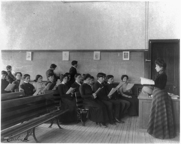 Students at the Carlisle Indian School's music class