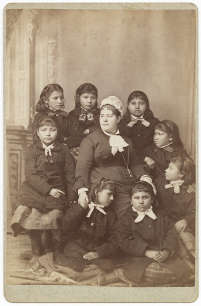 Native American girls with their matron at the Carlisle Indian School
