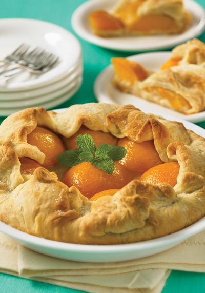 Rustic Open-Faced Vegan Peach Pie Rustic Open-Faced Vegan Peach Pie from 350 Best Vegan Recipes by Deb Roussou © 2012 Robert Rose Inc.